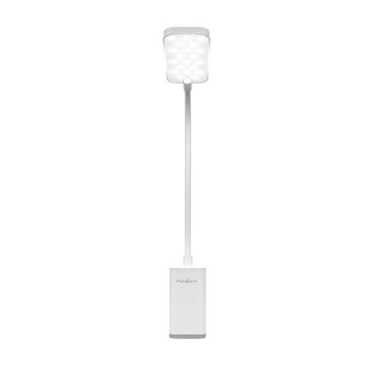 Lampe de bureau LED dimmable rechargeable à commande tactile, flexible, avec pince — LED/5W/1200 mAh, blanche