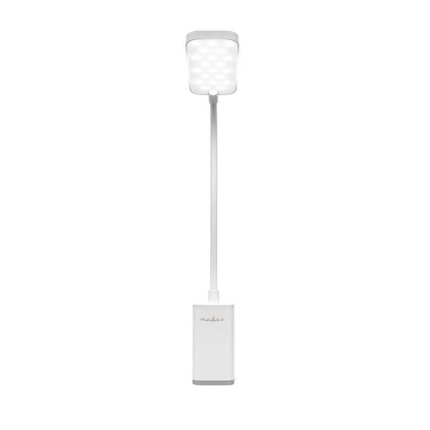 Lampe de bureau LED dimmable rechargeable à commande tactile, flexible, avec pince — LED/5W/1200 mAh, blanche