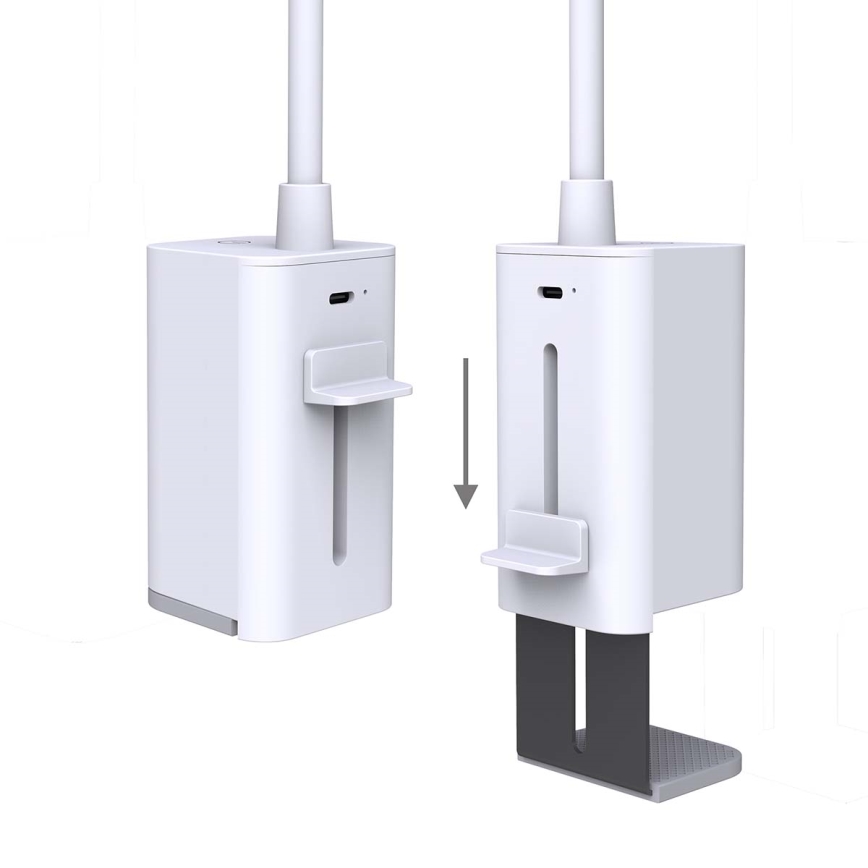 Lampe de bureau LED dimmable rechargeable à commande tactile, flexible, avec pince — LED/5W/1200 mAh, blanche