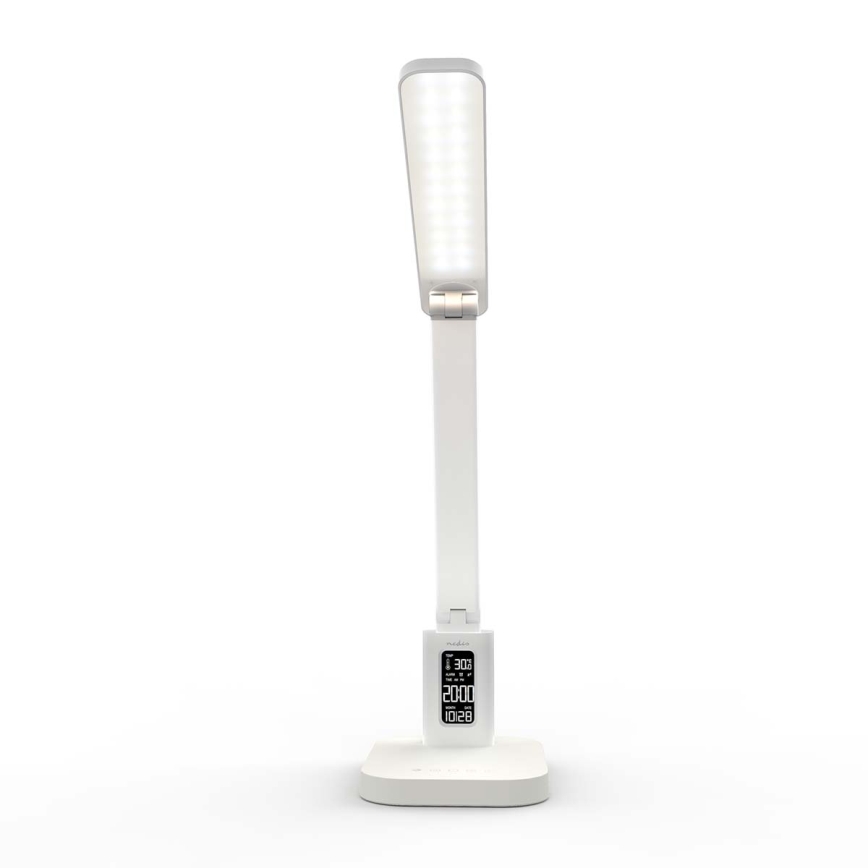 Lampada da tavolo LED dimmerabile ricaricabile a sfioramento con display, 7,5W/1200 mAh, 3000/4000/5700K, CRI 90, bianca