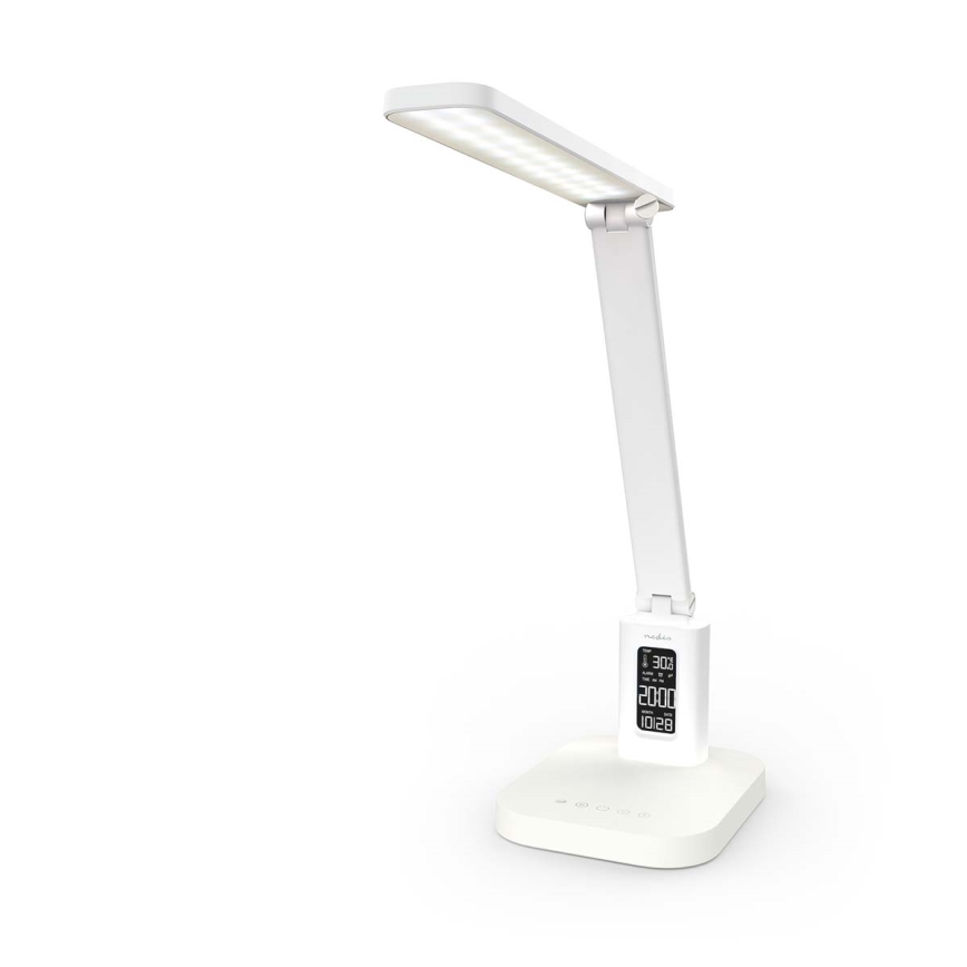 Lampada da tavolo LED dimmerabile ricaricabile a sfioramento con display, 7,5W/1200 mAh, 3000/4000/5700K, CRI 90, bianca