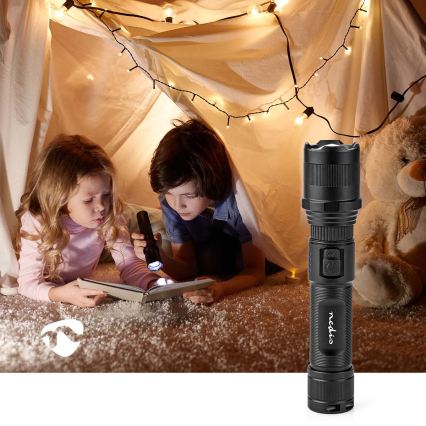 Lampe de poche en aluminium, rechargeable et dimmable à LED LED/10W/5V 2200 mAh IPX4 noire