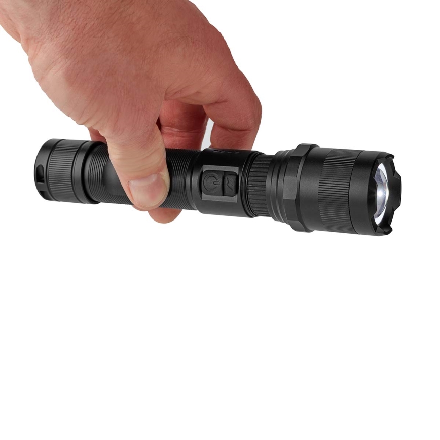 Torcia ricaricabile a LED dimmerabile in alluminio 10W/5V 2200 mAh IPX4 nera