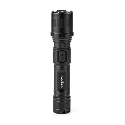 Torcia ricaricabile a LED dimmerabile in alluminio 10W/5V 2200 mAh IPX4 nera