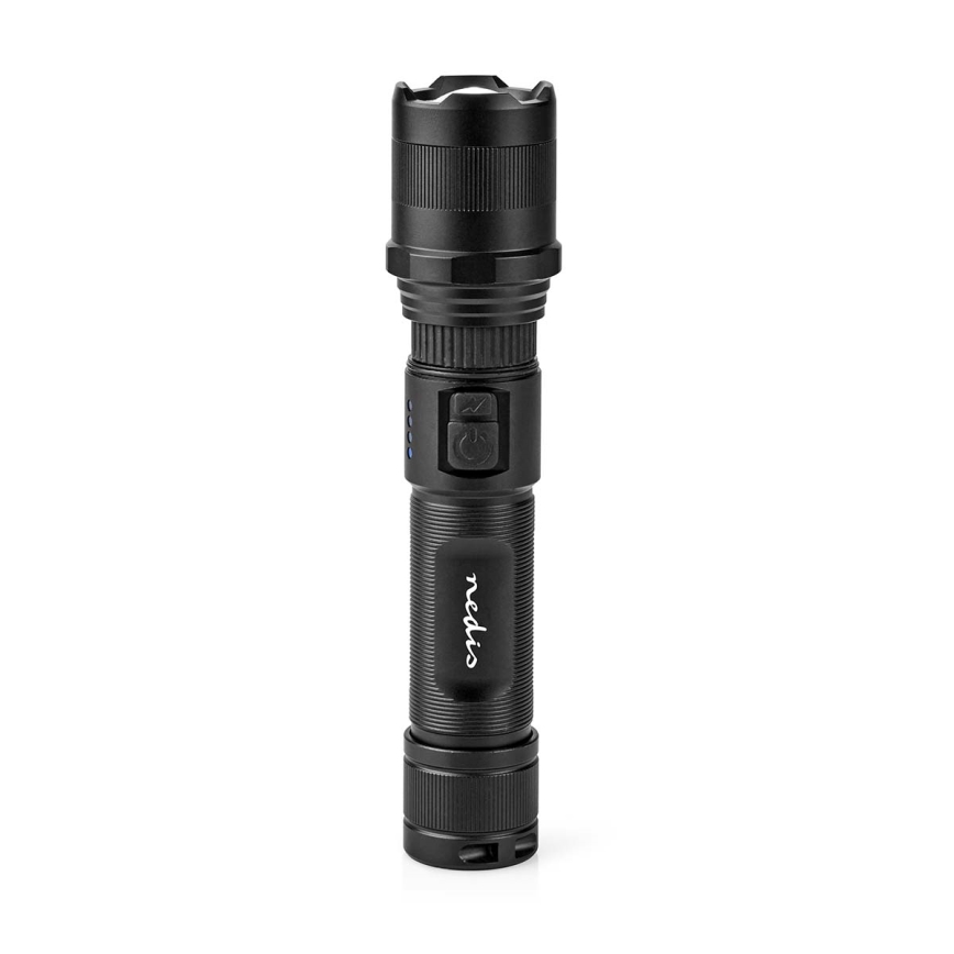 Torcia ricaricabile a LED dimmerabile in alluminio 10W/5V 2200 mAh IPX4 nera