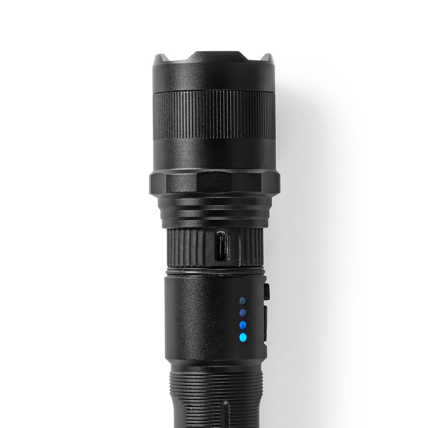 Torcia ricaricabile a LED dimmerabile in alluminio 10W/5V 2200 mAh IPX4 nera