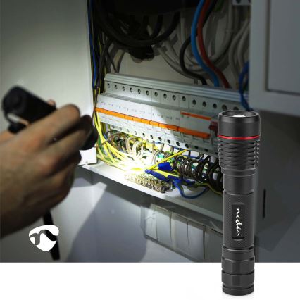Torcia ricaricabile dimmerabile in alluminio a LED 10W/5V 2200 mAh IPX7 nera