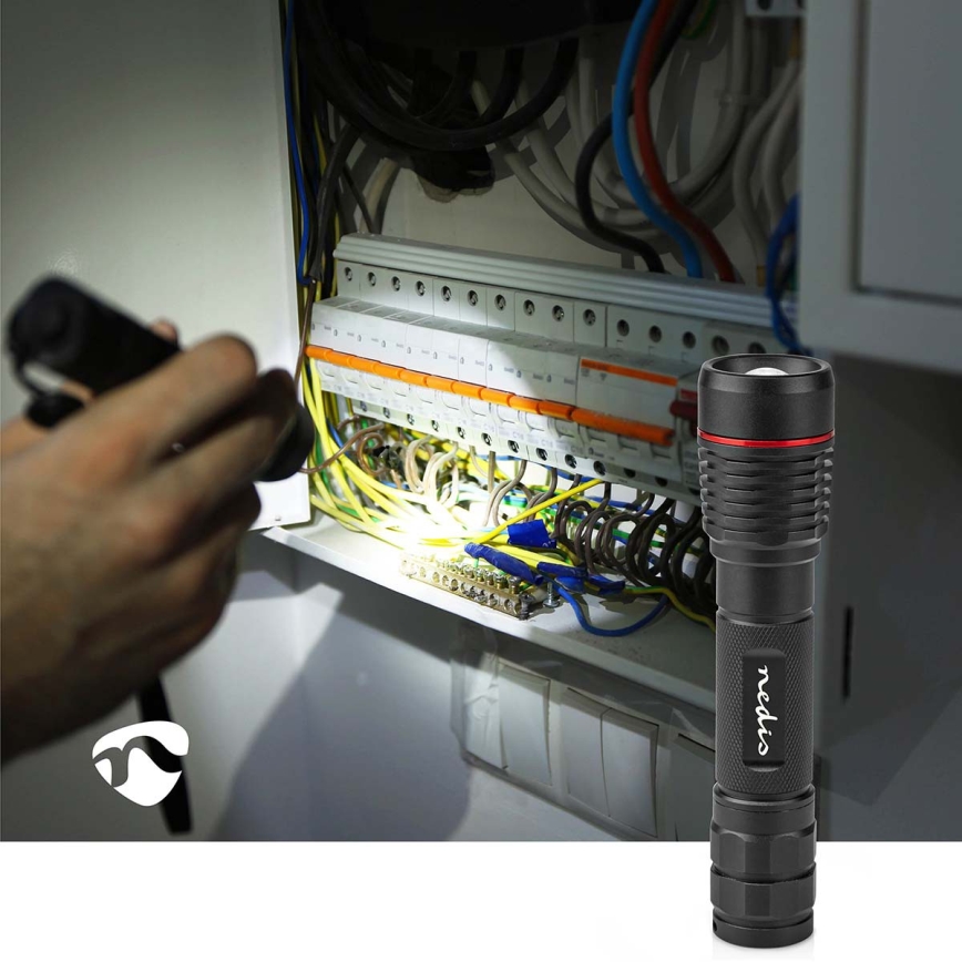 Torcia ricaricabile dimmerabile in alluminio a LED 10W/5V 2200 mAh IPX7 nera
