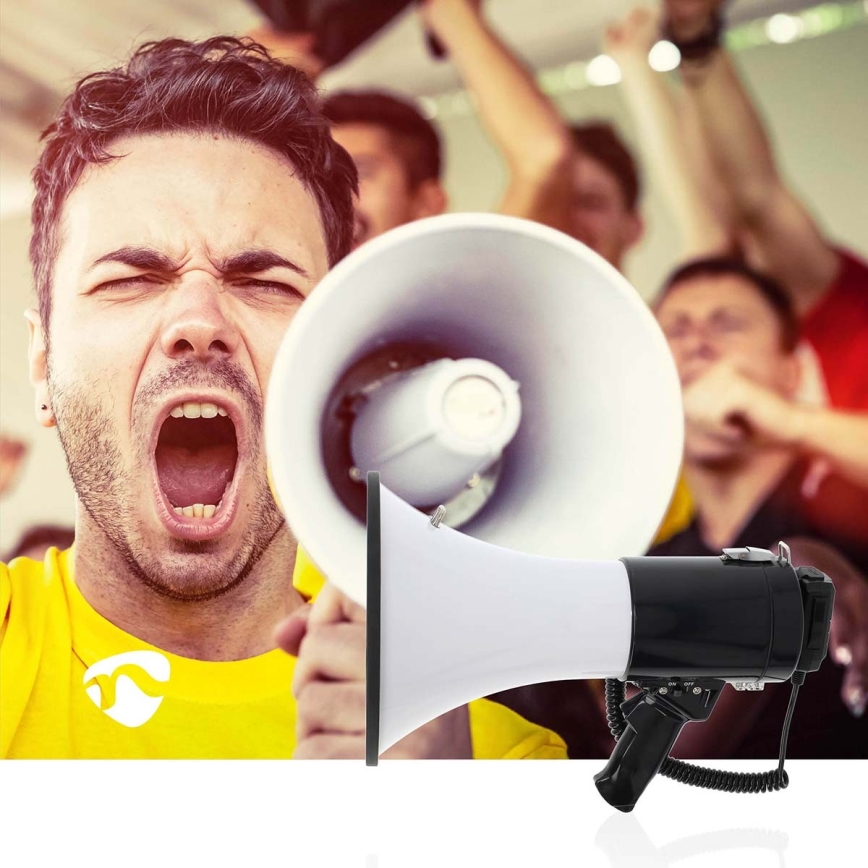 Mégaphone avec micro externe USB 25W/8xC blanc/noir