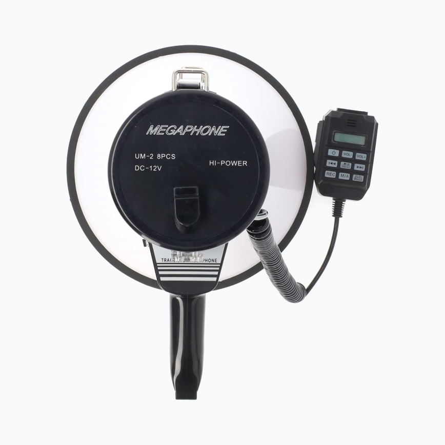 Mégaphone avec micro externe USB 25W/8xC blanc/noir
