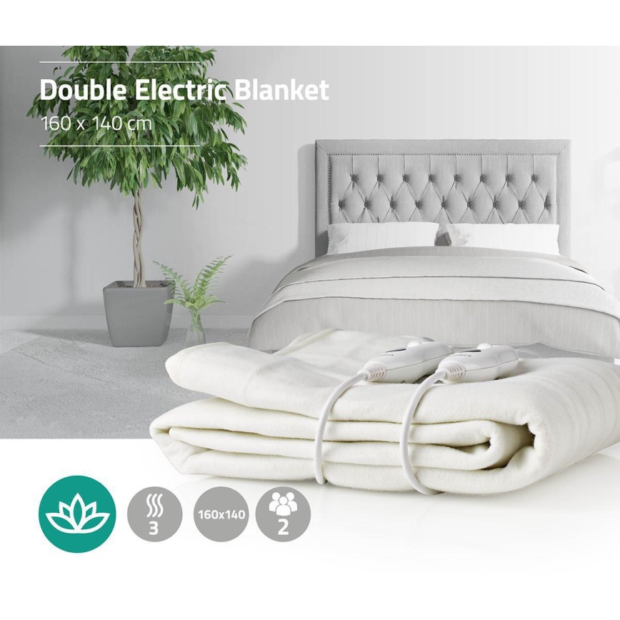 Couverture chauffante électrique pour deux personnes 120W/230V 160x140 cm