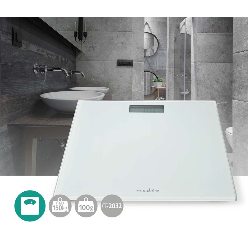 Bilancia pesapersone digitale 1x CR2032 bianca