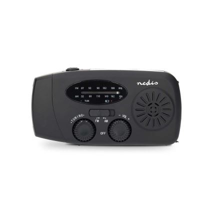 Kurbelbetriebenes AM/FM-Radio mit Solarpanel und integrierter LED-Taschenlampe, 2000-mAh-Akku