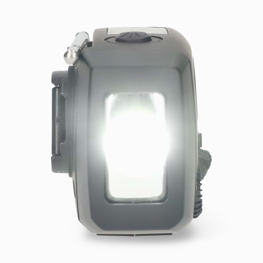 Kurbelbetriebenes AM/FM-Radio mit Solarpanel und integrierter LED-Taschenlampe, 2000-mAh-Akku