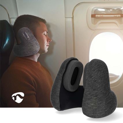 Cuscino da viaggio con cuffie wireless integrate grigio