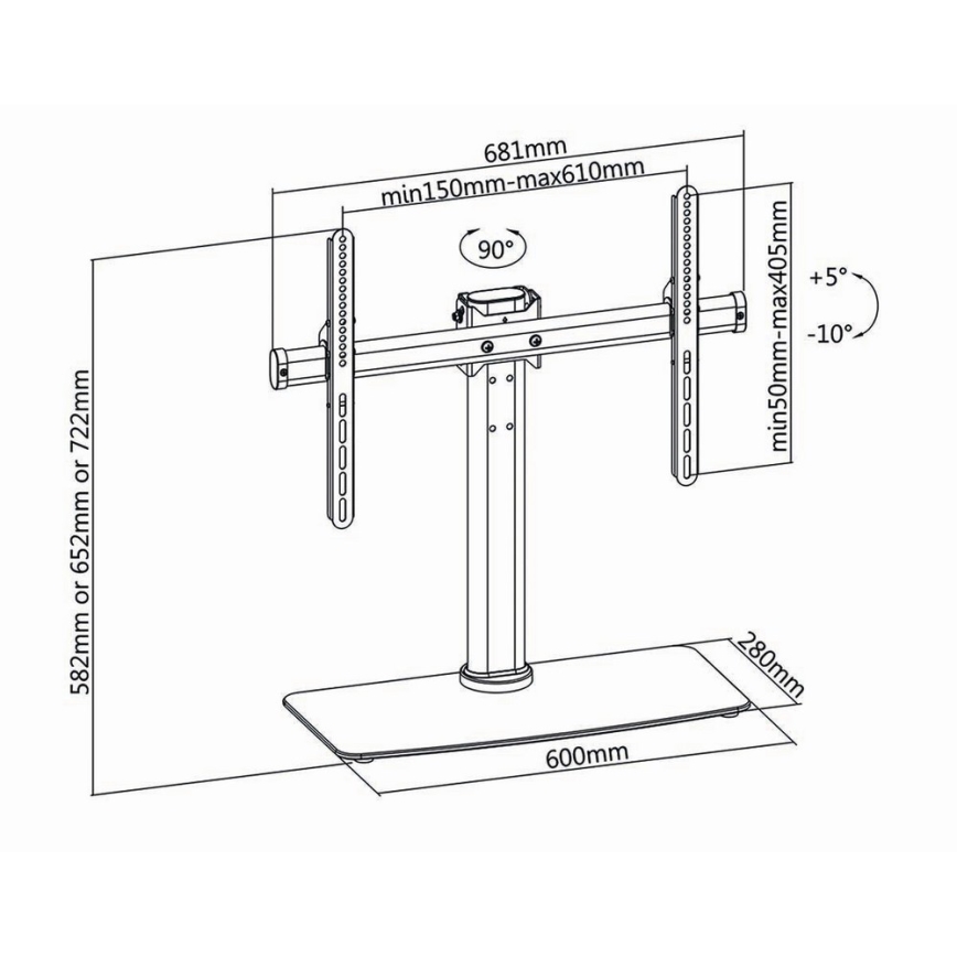 Support pour TV Full Motion 32-65/3 positions en hauteur