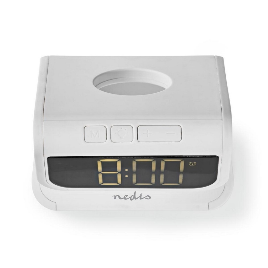 Réveil avec chargeur sans fil LED/10W/230V blanc