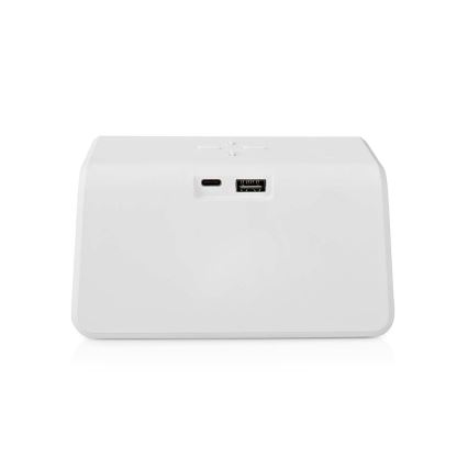 Sveglia con display LCD e caricabatteria wireless 15W/230V bianco