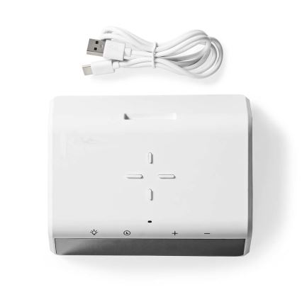 Sveglia con display LCD e caricabatteria wireless 15W/230V bianco