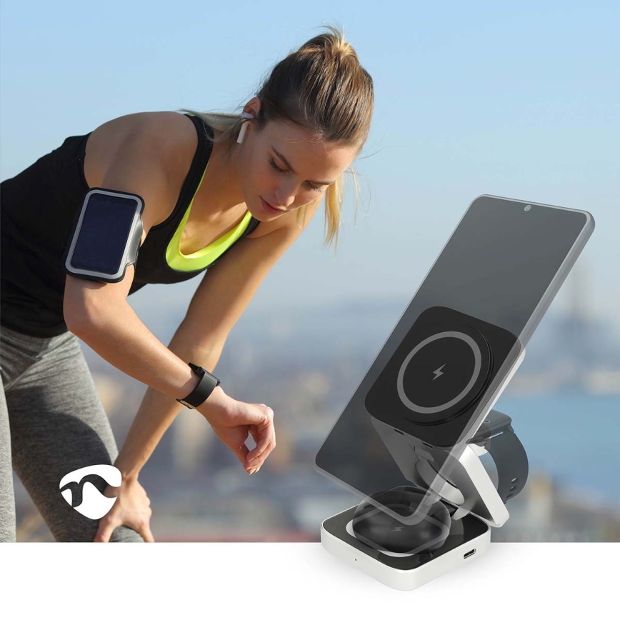 Chargeur sans fil 3en1 15W argent