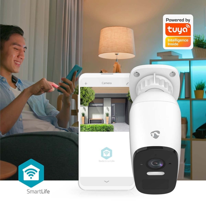 Smart per esterni ricaricabile camera con sensore SmartLife 4MP Quad HD 1440p 5V/5200mAh Wi-Fi Tuya IP66