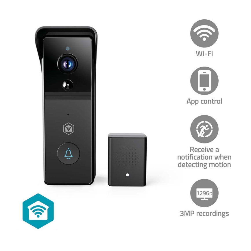 Campanello video con sensore di movimento SmartLife 4400 mAh Full HD 1296p IP44 Wi-Fi Tuya