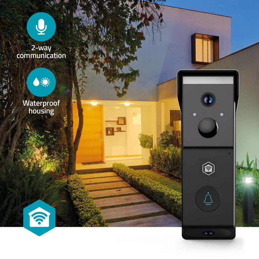 Sonnette vidéo SmartLife avec capteur de mouvement, batterie 4400 mAh pour une autonomie prolongée, 2 caméras Full HD 1080p, IP54, Wi-Fi, compatible Tuya