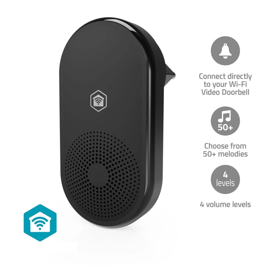Suoneria per campanello SmartLife Wi‑Fi, nera