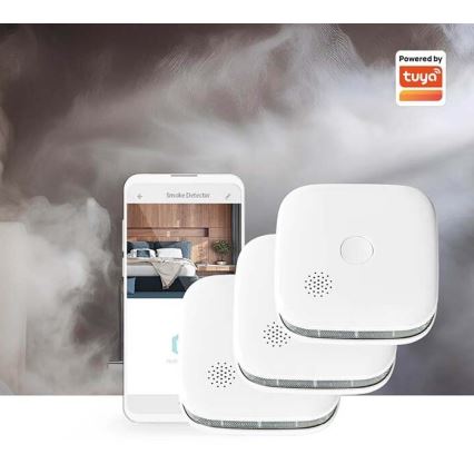 LOT 3x Détecteur de fumée SmartLife 3V/1xCR123A Wi-Fi Tuya