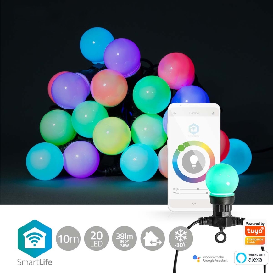 LED-RGB-Dekorationskette für den Außenbereich 20xLED/8 Funktionen 13m IP65 WLAN Tuya