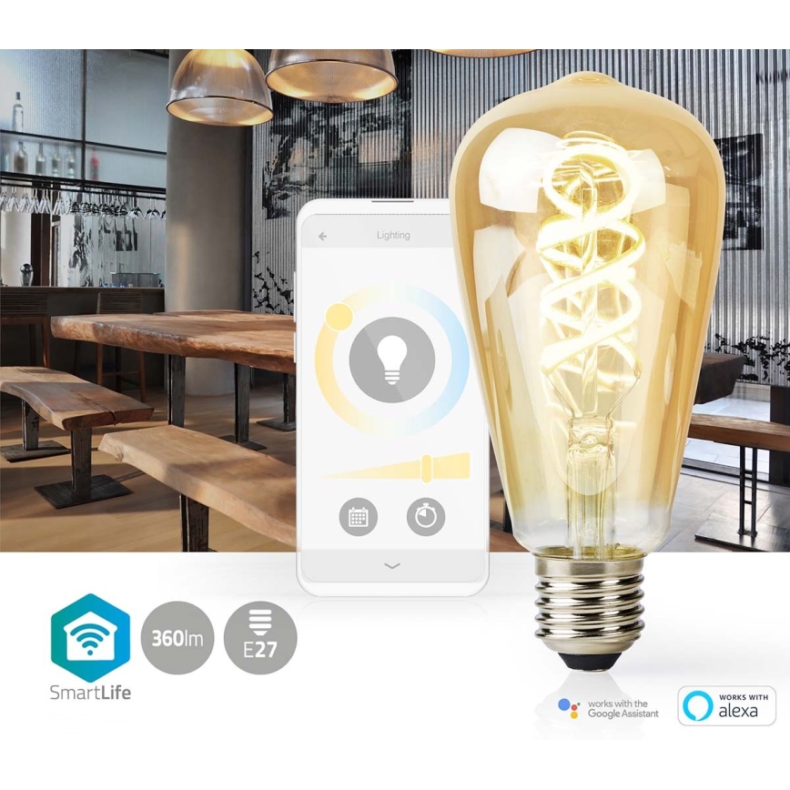 Dimmbares LED-Leuchtmittel ST64 E27/4,9W/230V Wi-Fi 1800-6500K