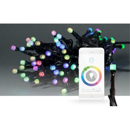 LED RGB-Lichterkette für den Außenbereich, 42× LEDs / 8 Funktionen, 8 m, IP65, Wi‑Fi (Tuya)