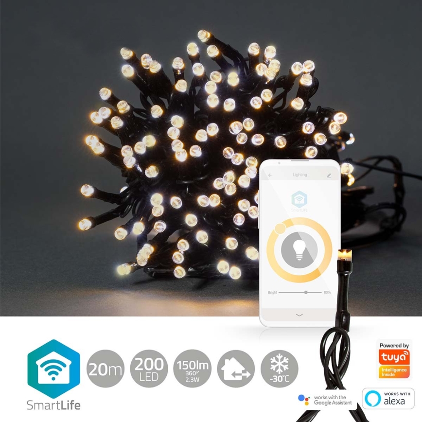 Guirlande LED d'extérieur 200xLED/8 fonctions 25m IP65 Wi-Fi Tuya blanc chaud