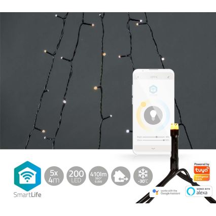 Rideau de Noël extérieur LED 200xLED/8 fonctions 5x7m IP65 Wi-Fi Tuya blanc chaud à froid