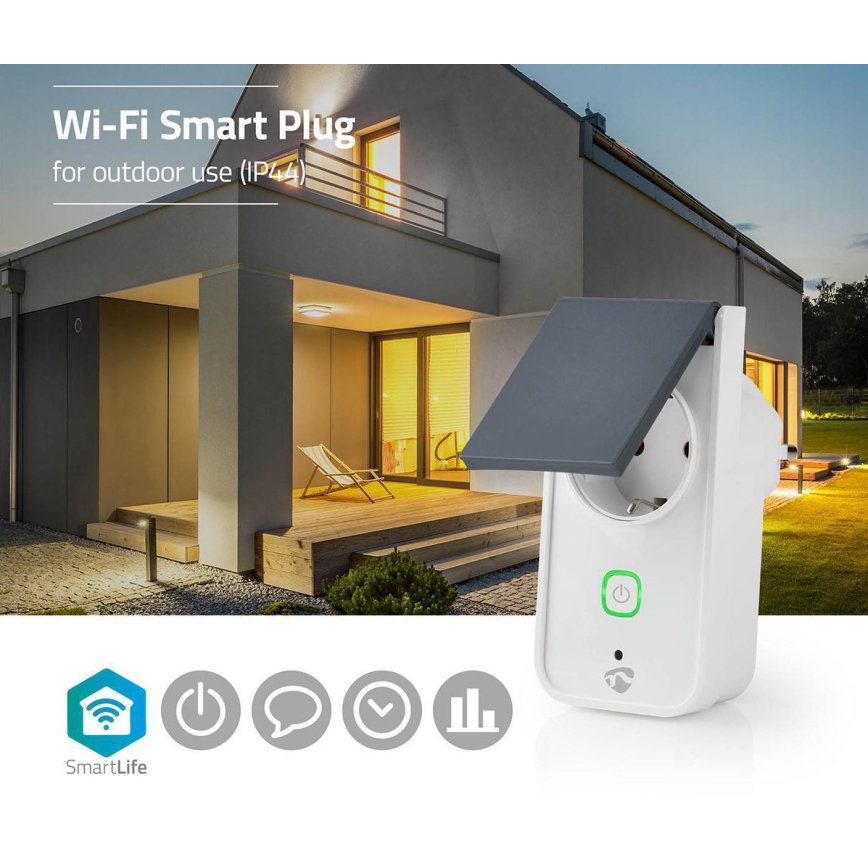 Nedis WIFIPO120FWT - Prise connectée extérieur 3680W/230V/Type F/16A Wi-Fi IP44