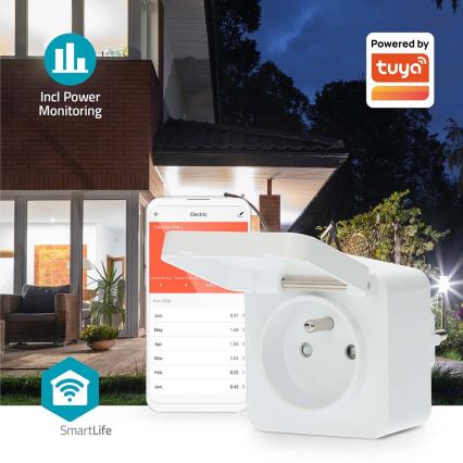 Smart-Steckdose 3680W/230V/ Typ E/16A Wi-Fi Tuya IP44