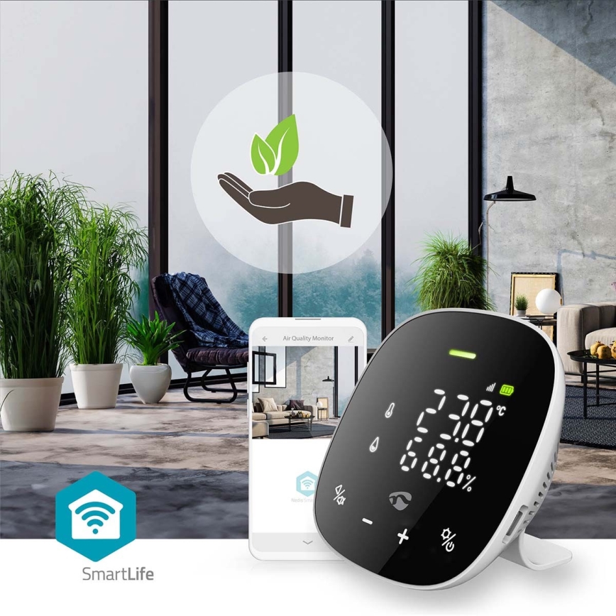 Moniteur de qualité d'air connecté avec écran LED SmartLife Wi-Fi