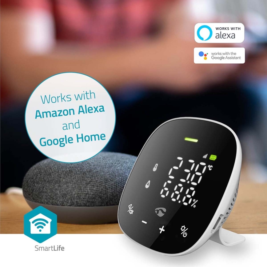 Moniteur de qualité d'air connecté avec écran LED SmartLife Wi-Fi