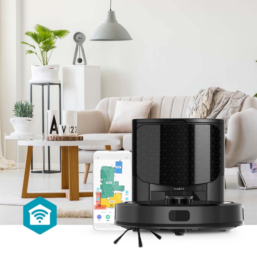 Aspirateur robot connecté avec une serpillère SmartLife Wi-Fi Tuya noir + Télécommande