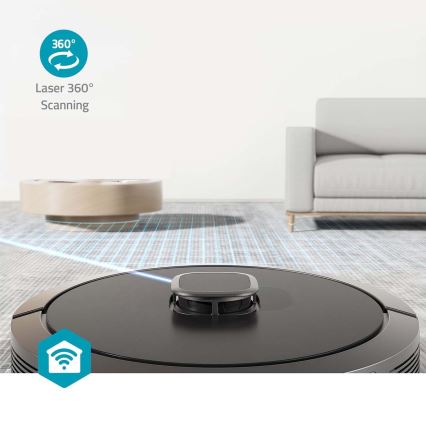 Aspirateur robot connecté avec une serpillère SmartLife Wi-Fi Tuya noir + Télécommande