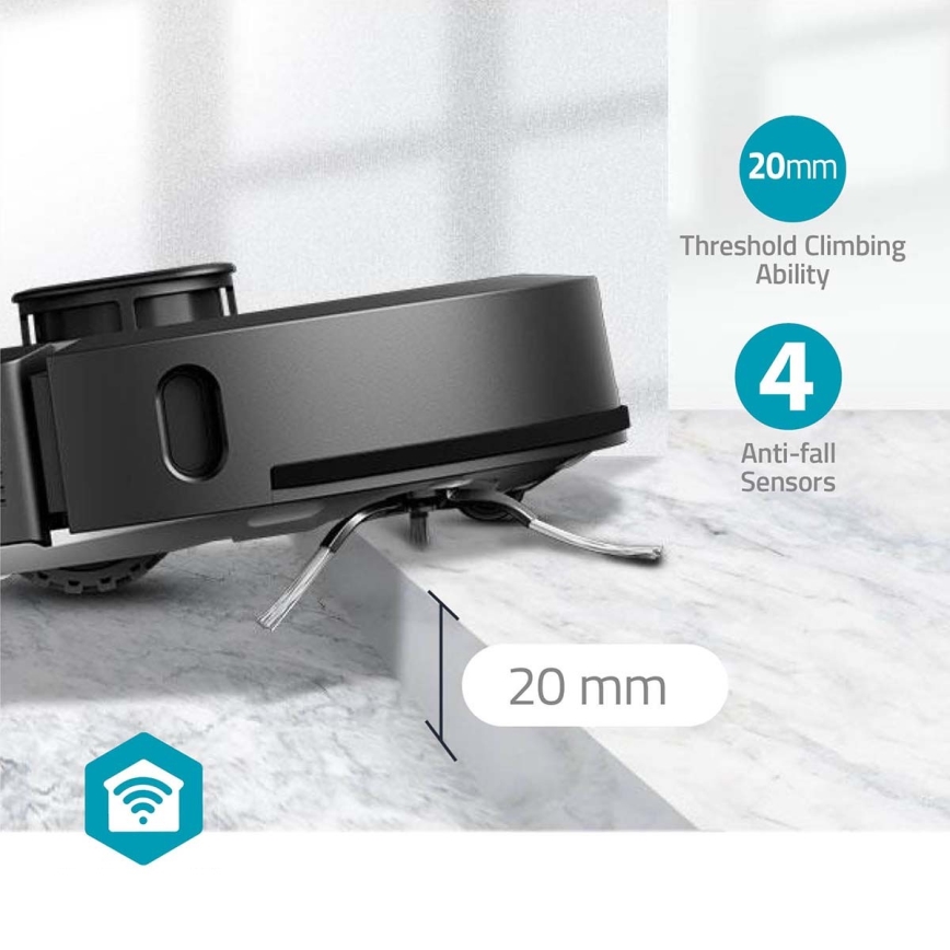 Aspirateur robot connecté avec une serpillère SmartLife Wi-Fi Tuya noir + Télécommande