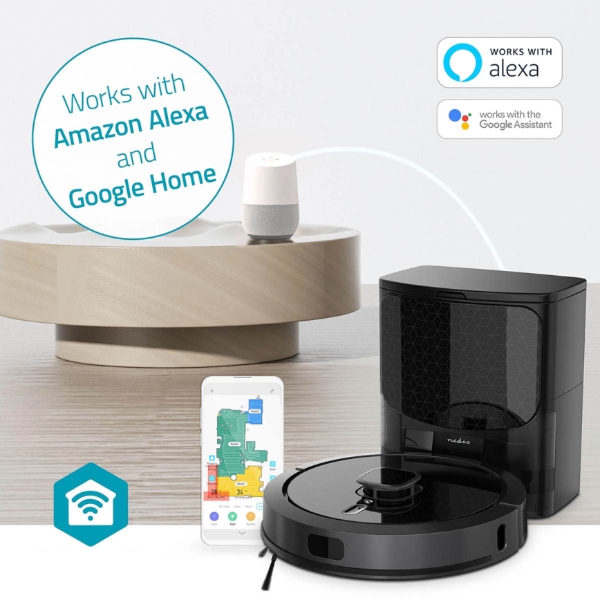 Smart-Staubsaugerroboter  mit Wischmopp SmartLife Wi-Fi Tuya schwarz + Fernbedienung