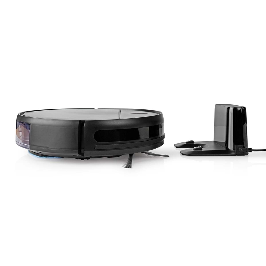 Aspirateur robotisé connecté Wi-Fi noir + télécommande