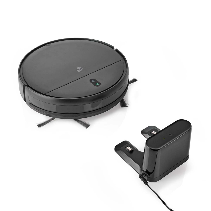 Robot aspirapolvere intelligente Wi-Fi nero + telecomando