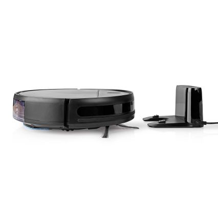 Robot aspirapolvere intelligente Wi-Fi nero + telecomando