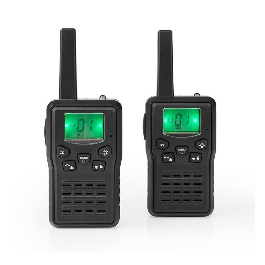 SET 2x Walkie-talkie ricaricabile con luce LED 1300 mAh gamma 10 km