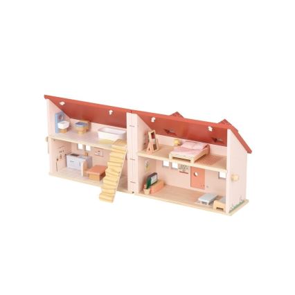 New Classic Toys - Casetta di legno per bambole rossa