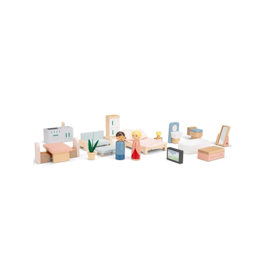 New Classic Toys - Casetta di legno per bambole rossa