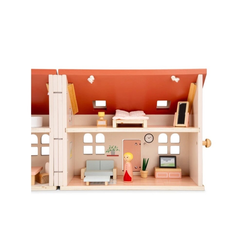 New Classic Toys - Casetta di legno per bambole rossa