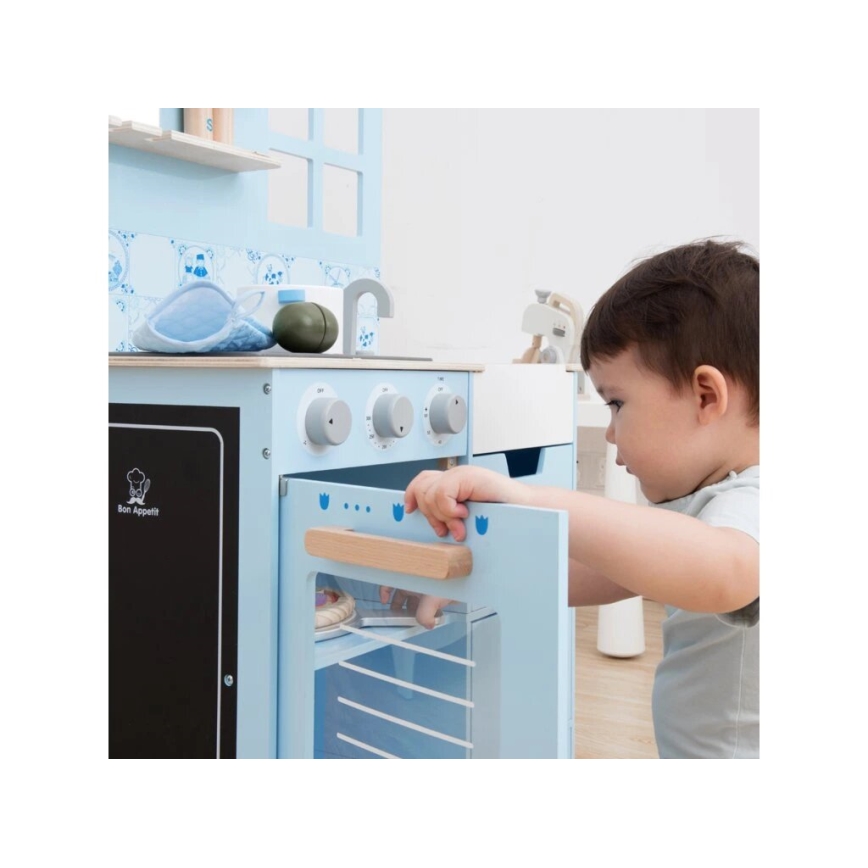 New Classic Toys - Cucina in legno con accessori blu